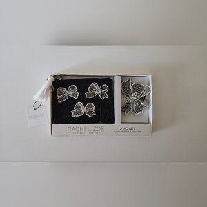 Rachel Zoe Black Beaded Bow Coin Purse & Charm Set – NWT